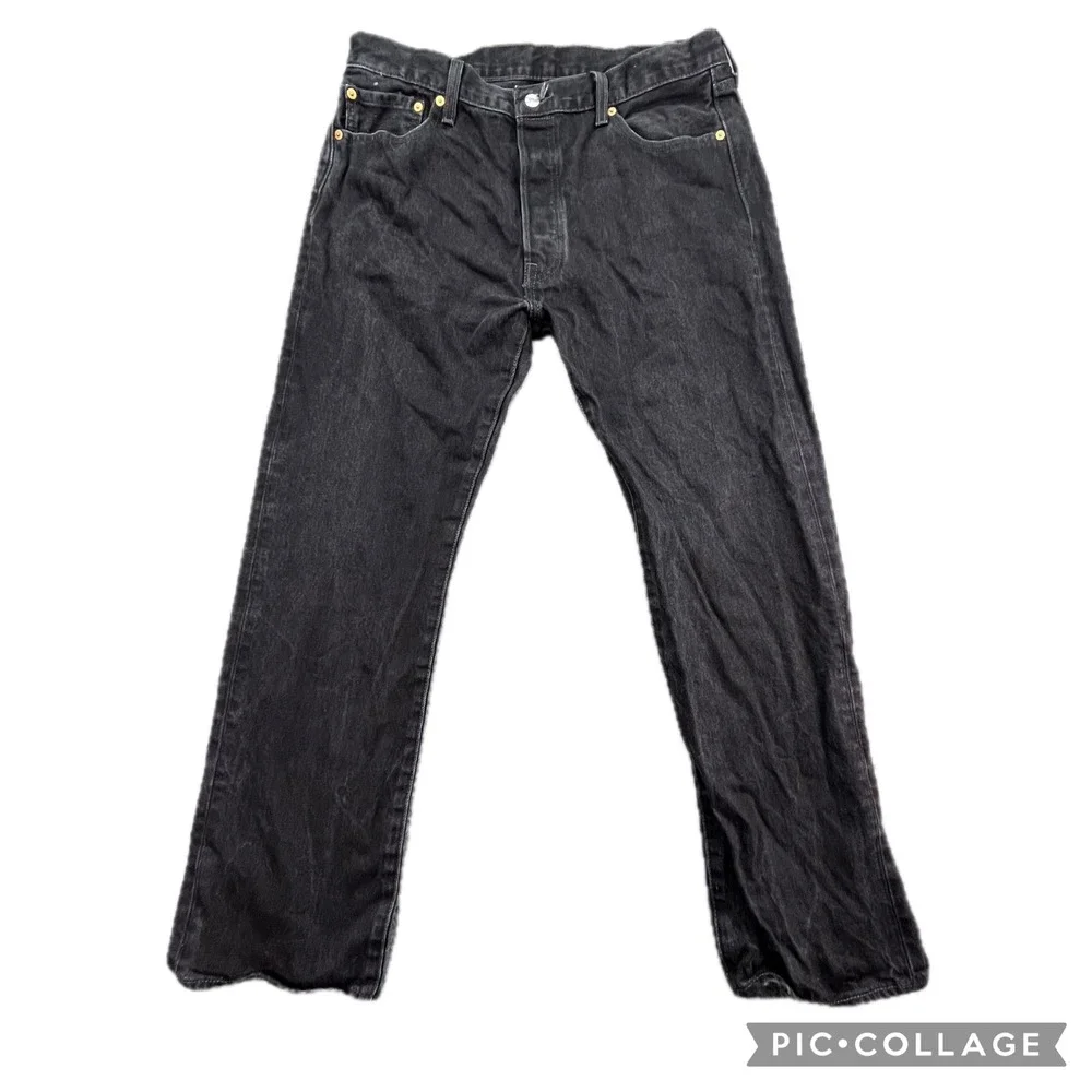 Levi's 501 Black Wash‎ Button Fly Denim Jeans Men's W36 L30 Straight Leg